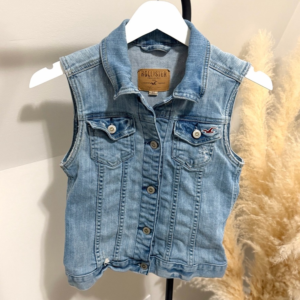 Y2K Hollister Light Wash Denim Vest Jacket